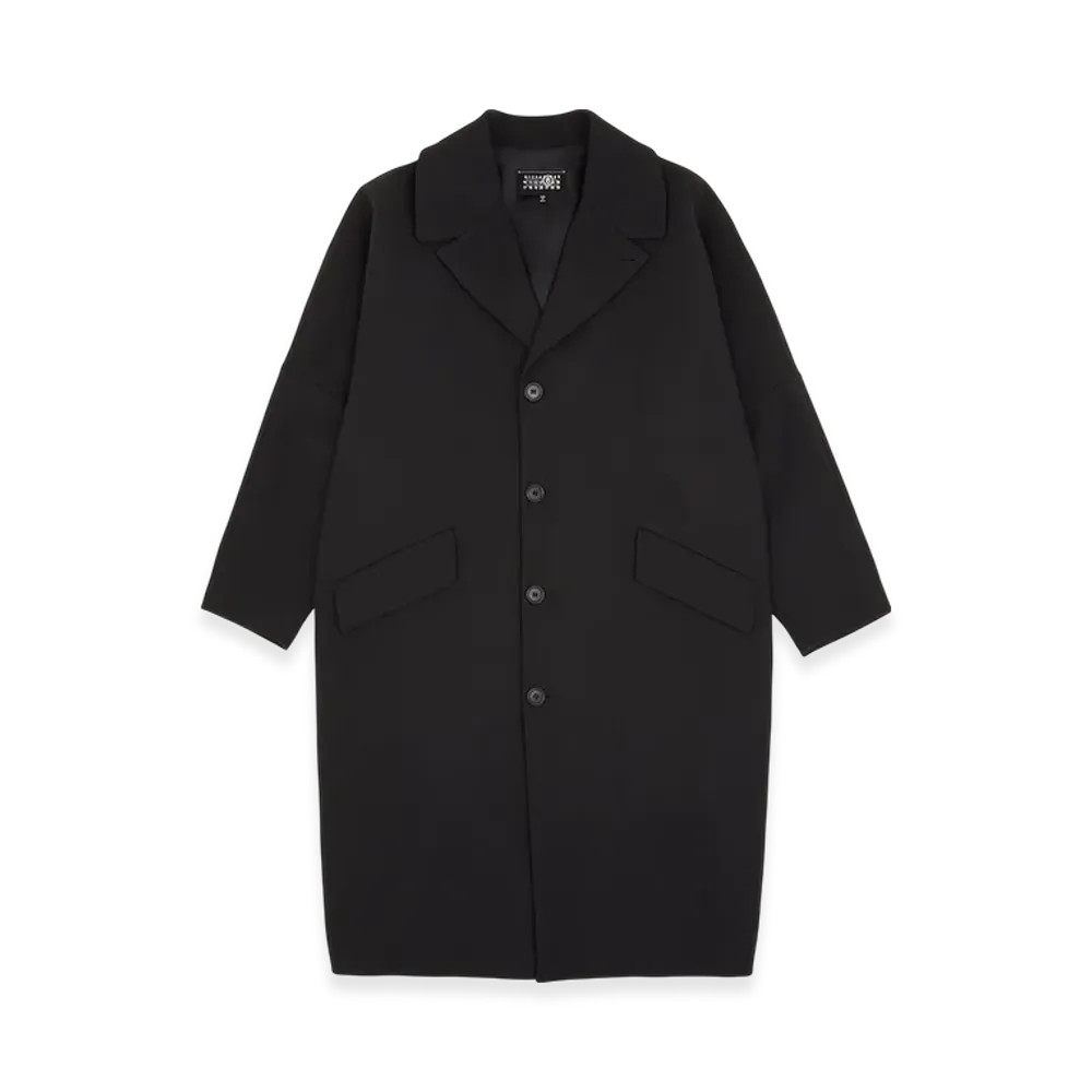 MM6 Maison Margiela Women's Wool Gabardine Coat "Black"