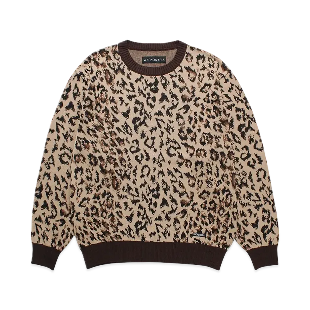 WACKO MARIA Leopard Jacquard Knit Sweater "Beige"