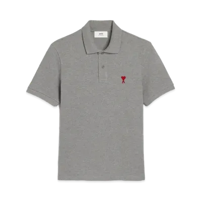 AMI PARIS Ami de Coeur Polo Shirt "Heather Grey"
