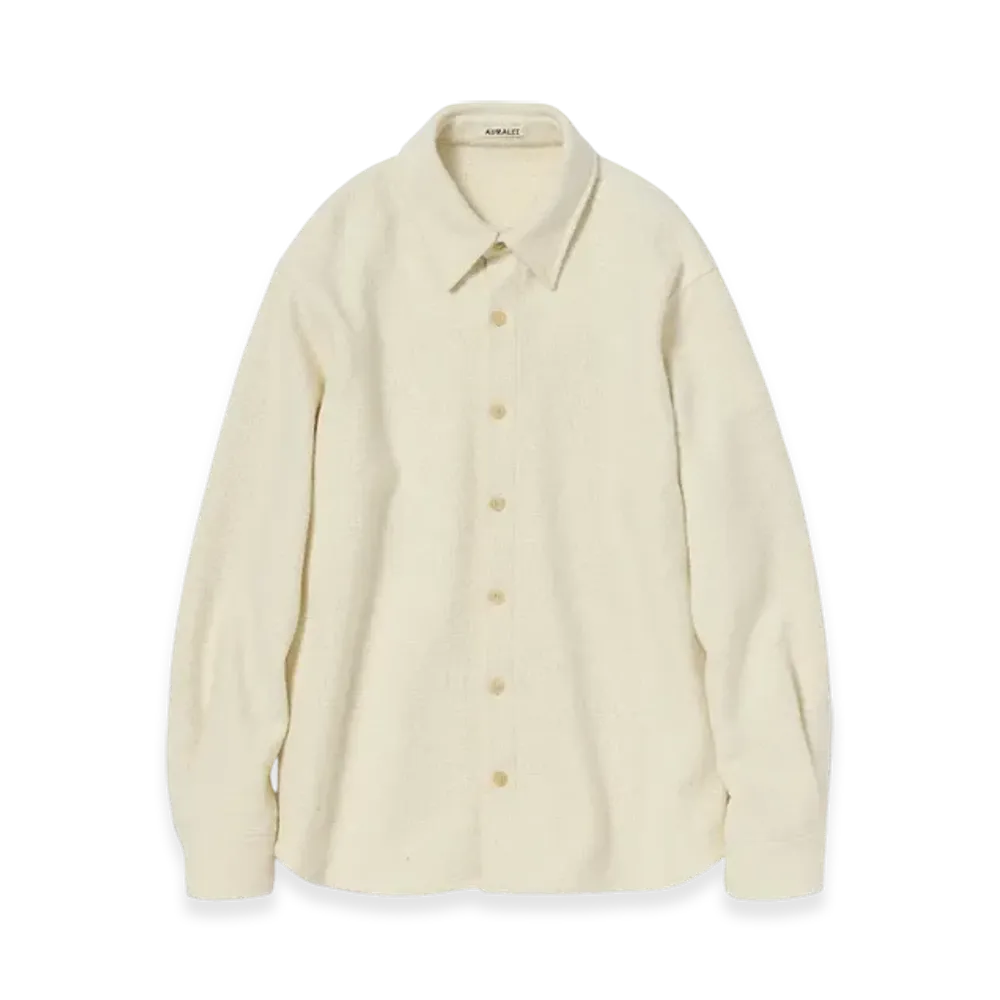 AURALEE Homespun Tweed Shirt Blouson "Ivory White"