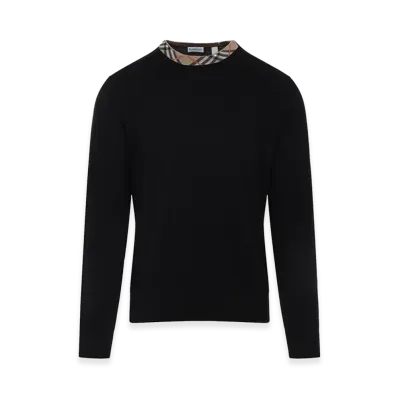 Burberry Wool Pullover With Check Finishes "Black"