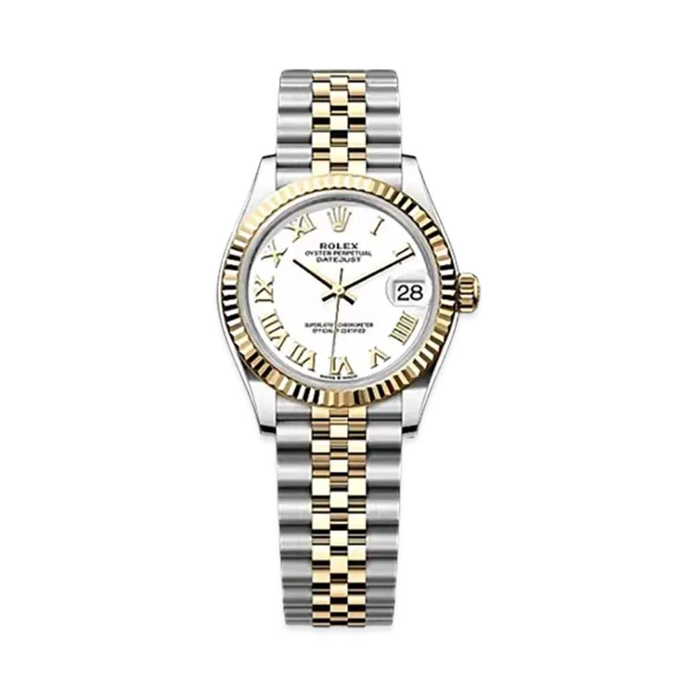 ROLEX Datejust 31 in Oystersteel and Yellow Gold "White"