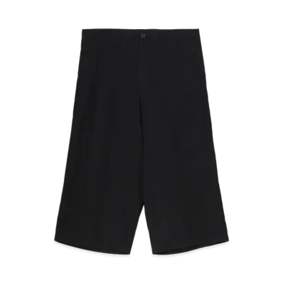 Yohji Yamamoto POUR HOMME Garment Dye Flax Wide Half Pants "Black"