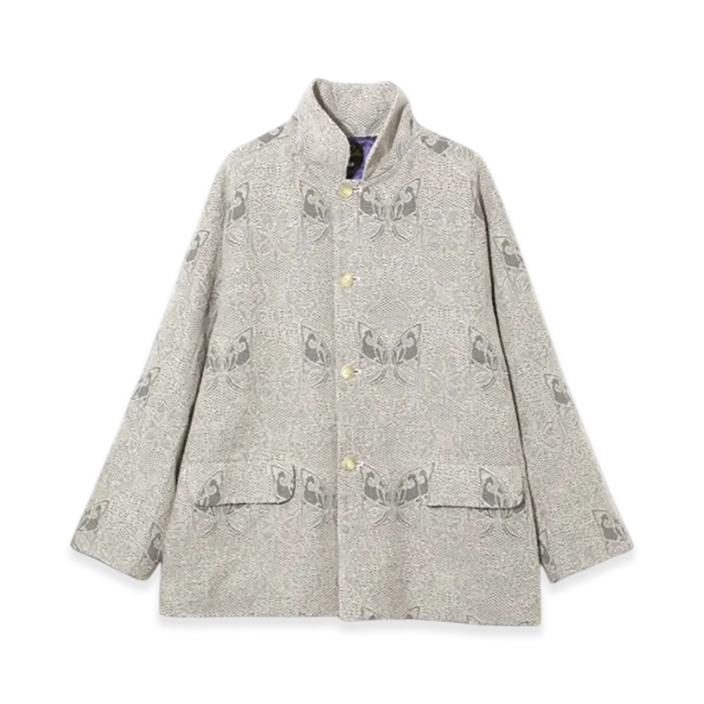 NEEDLES Stand Collar Jacket - Papillon Jacquard "White"
