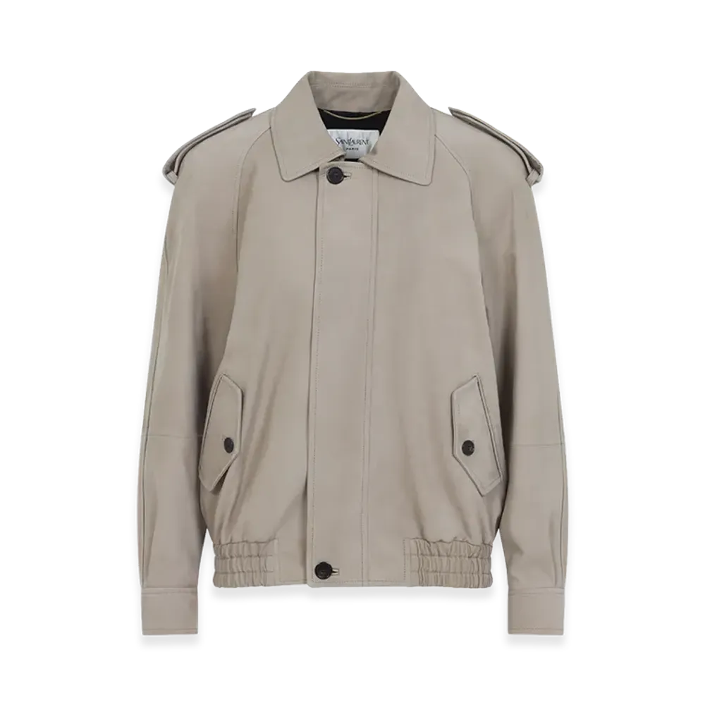 Saint Laurent Women's Suede Calf Leather Jacket "Beige/Tan"