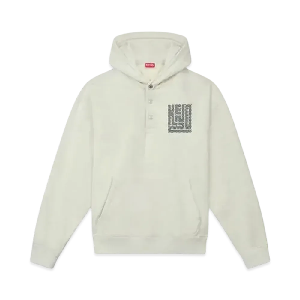 KENZO 'Kamon' Embroidery Button Hoodie "Pale Gray"