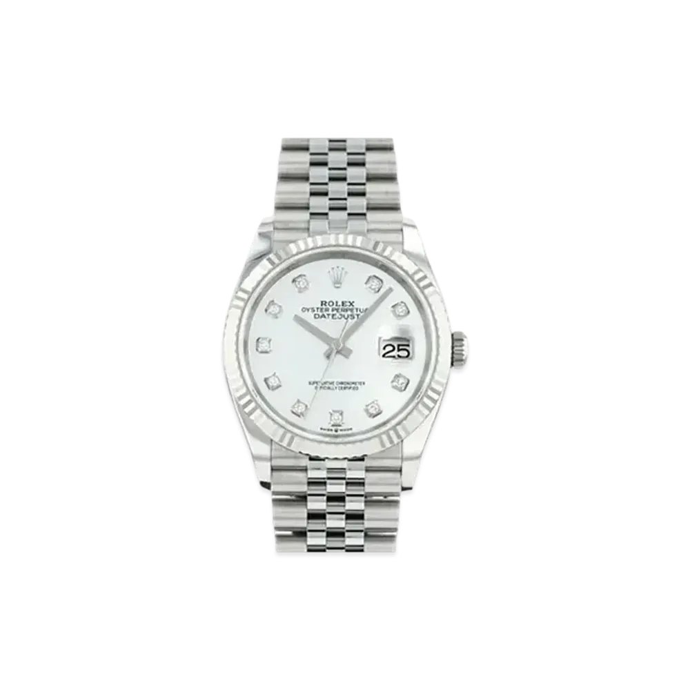 ROLEX Datejust 36 White Shell Dial 10P Diamonds 126234NG