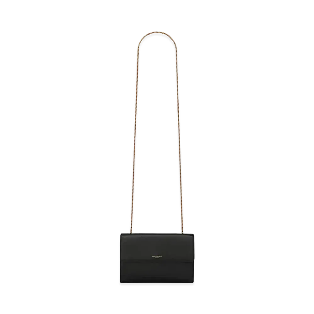 Saint Laurent Saint Laurent Paris Double Flap Bag In Smooth Leather "Black"