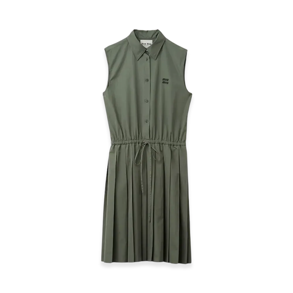 MIU MIU Women's Poplin Dress "Forest Green"