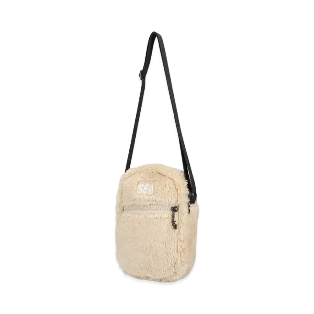 WIND AND SEA Palm Tree Pattern Fleece Sacoche Shoulder Bag "Beige"