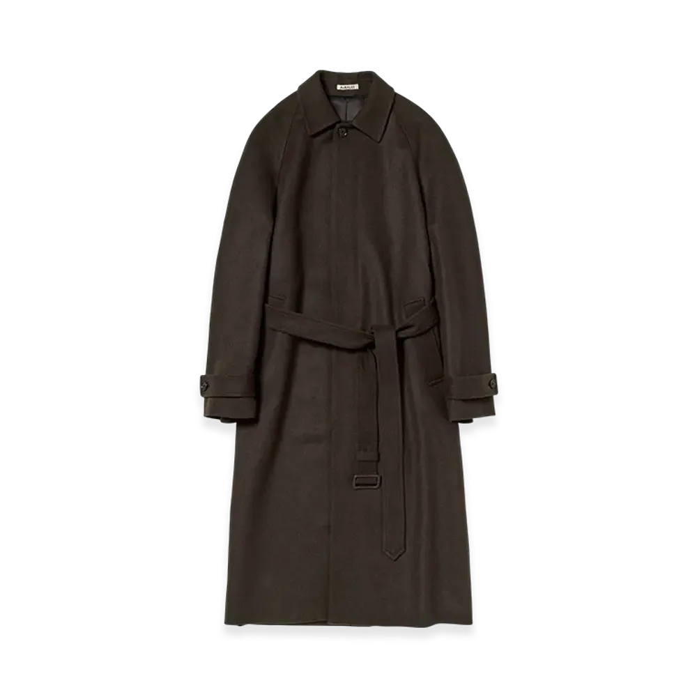 AURALEE Baby Camel Flannel Coat "Dark Brown"