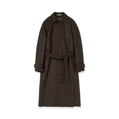 AURALEE Baby Camel Flannel Coat "Dark Brown"