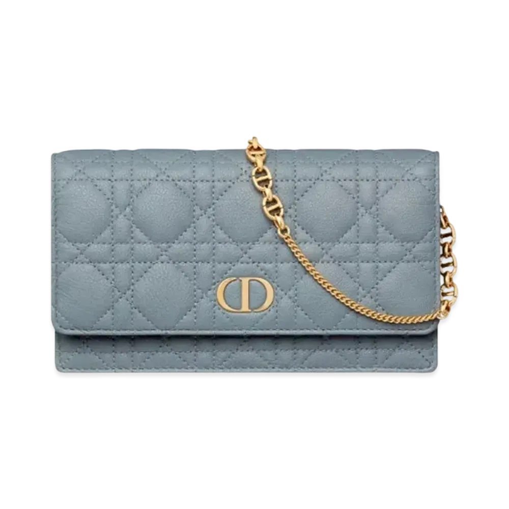 Dior Caro Pouch Supple Cannage Calfskin "Cloud Blue"