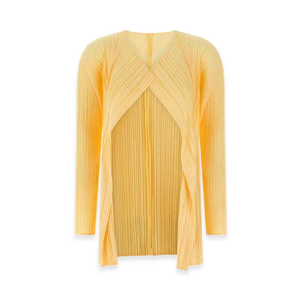 PLEATS PLEASE ISSEY MIYAKE Women's Mellow Pleats Cardigan "Yellow"