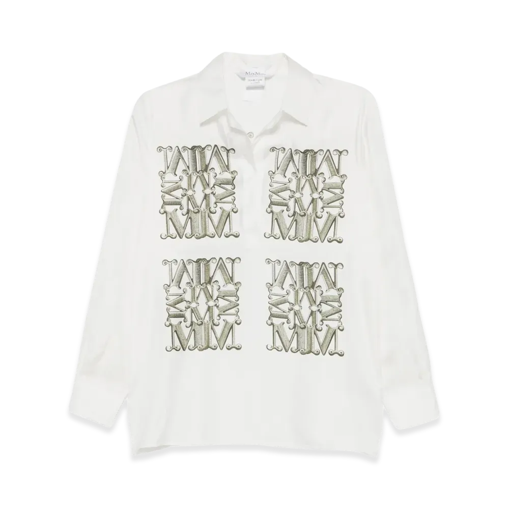 Max Mara Women's Filtro Logo Print Button-Up Shirt "White"