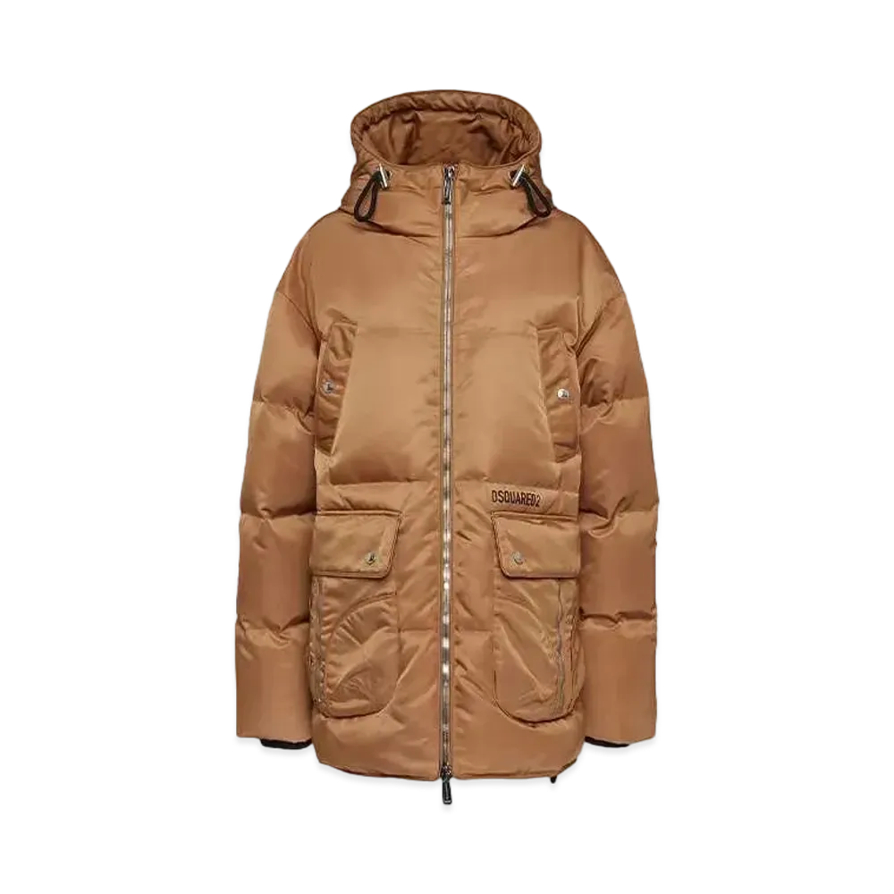 Dsquared2 Maxi Multi-Pocket Parachute Puff Coat "Camel"