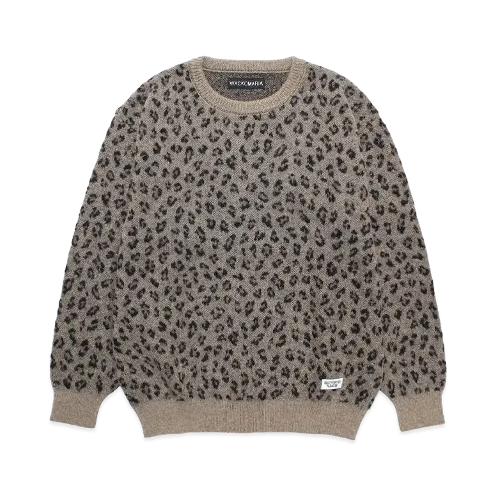 WACKO MARIA Leopard Jacquard Mohair Knit Sweater "Beige"