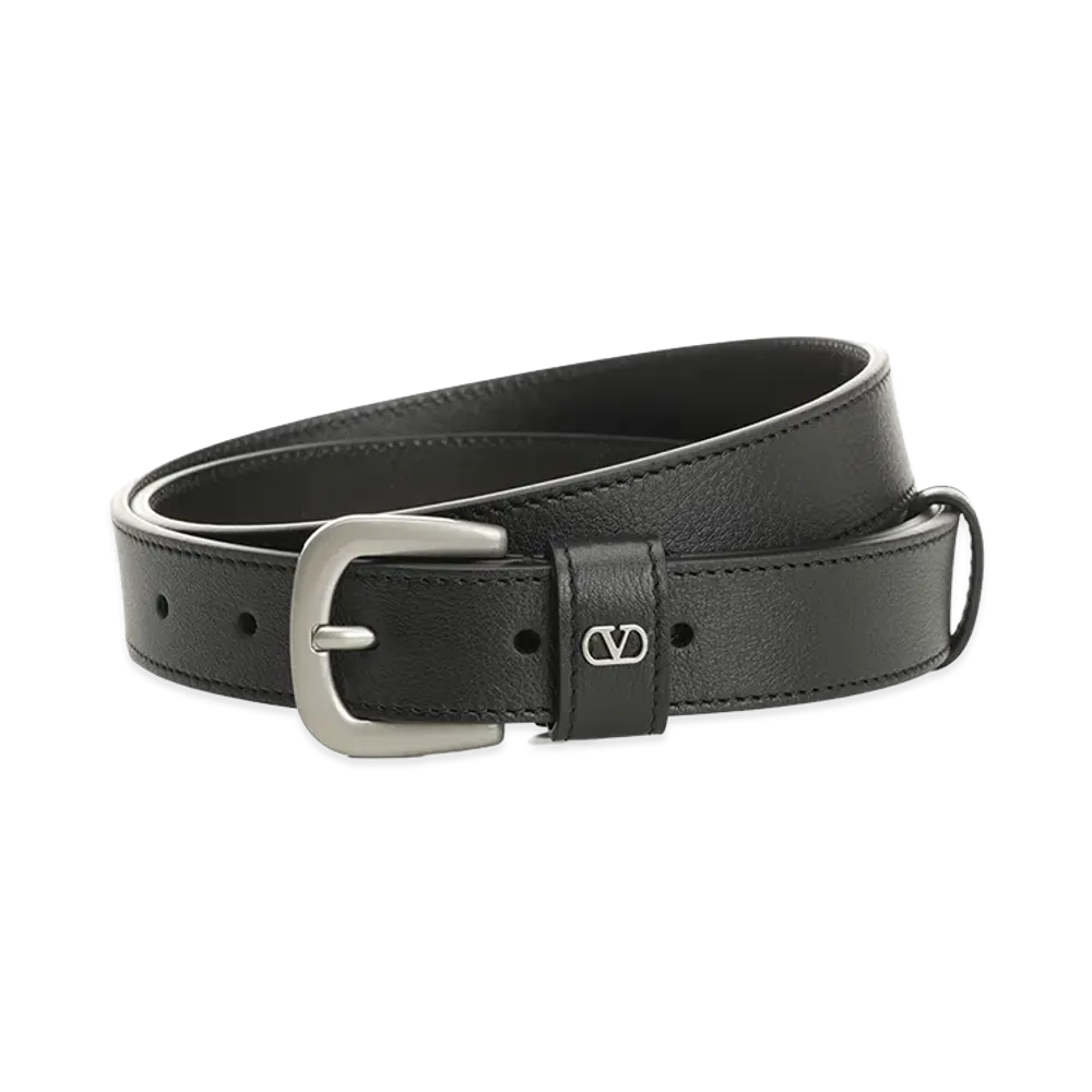 Valentino Vlogo Signature Leather Belt "Black"