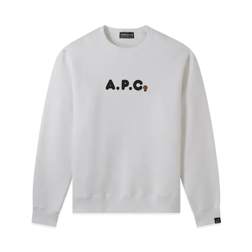 A BATHING APE x APC MILO ON APC WIDE CREWNECK "White"