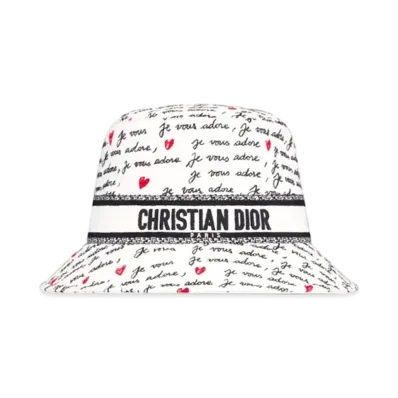 Dior Dioramour D-Bobby Small-Brim Bucket Hat Embroidery "White/Black/Red"