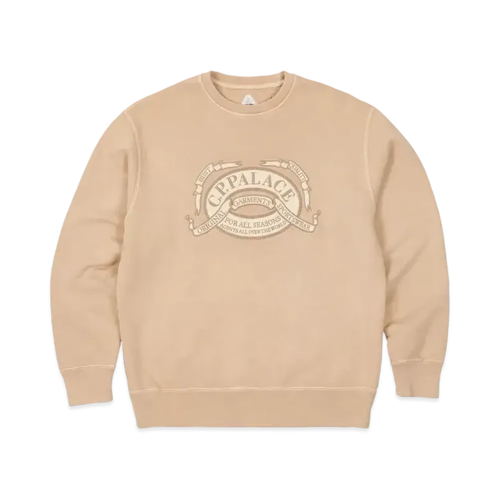 PALACE C.P. COMPANY Classic Over Dyed Crew Sweat "Stone"