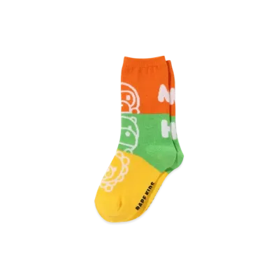 A BATHING APE Milo Friends Color Block Socks "Orange"