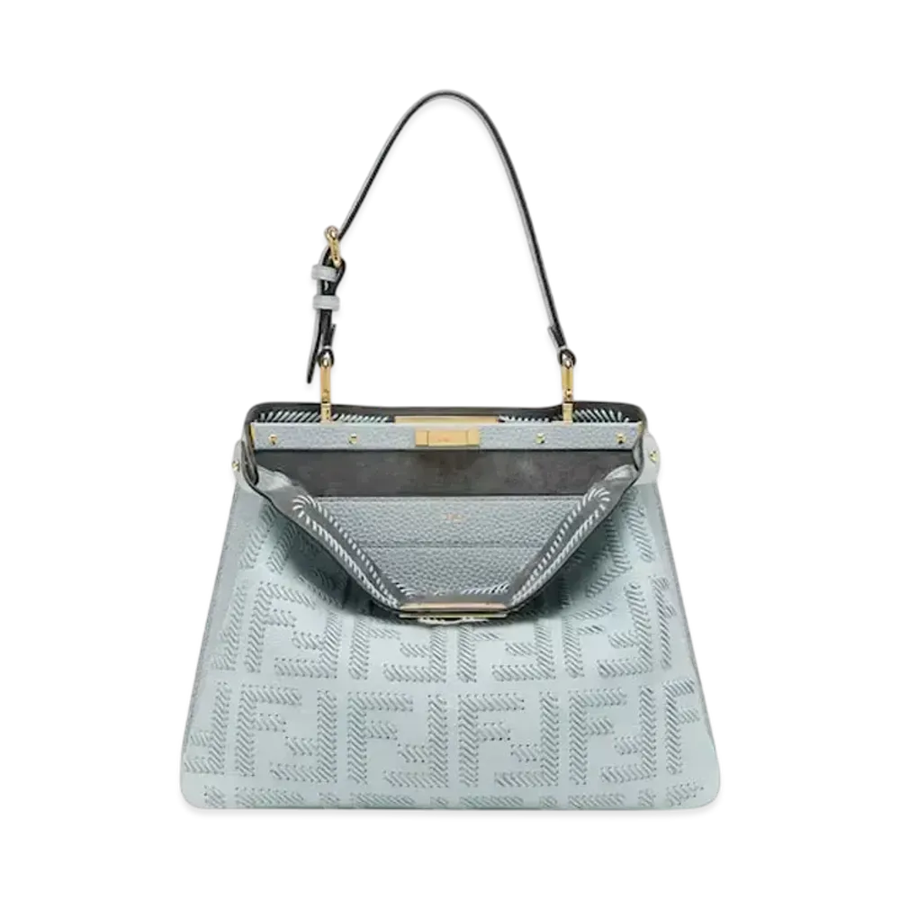 FENDI Peekaboo Soft Medium FF Interlacing "Light Blue"