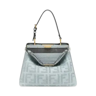 FENDI Peekaboo Soft Medium FF Interlacing "Light Blue"