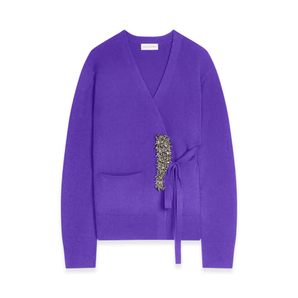 DRIES VAN NOTEN Women's Cashmere Wrap Sweater "Purple"