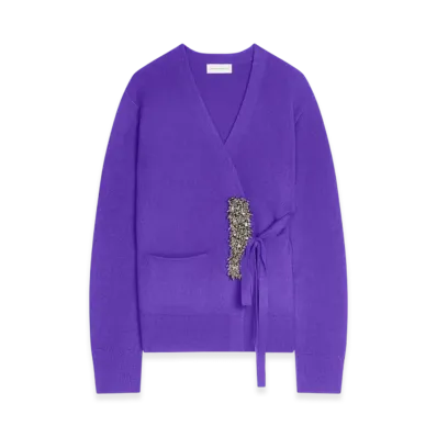 DRIES VAN NOTEN Women's Cashmere Wrap Sweater "Purple"