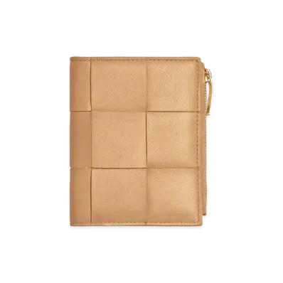 Bottega Veneta Bifold Zip Wallet "Almond"