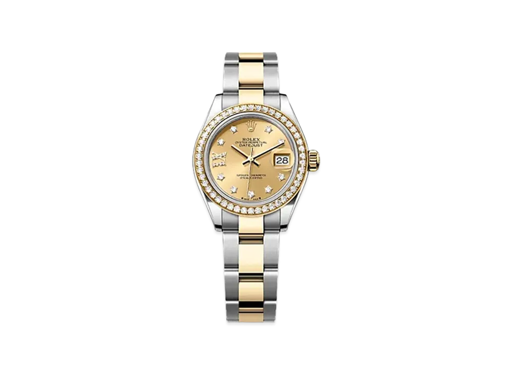 ROLEX Lady-Datejust 28mm Oystersteel & Yellow Gold Diamond 279383RBR "Champagne-colour"