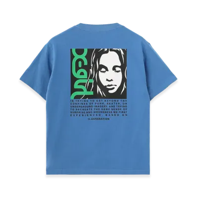 X-Girl Side Logo Face Label S/S Tee "Blue"