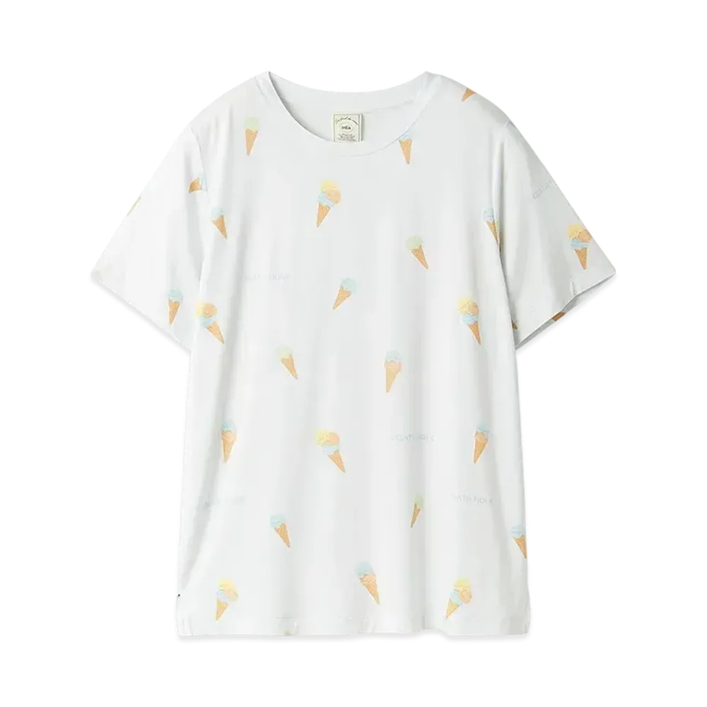 GELATO PIQUE Cool Sensation To The Touch Playful Ice Pattern T-Shirt "Blue"