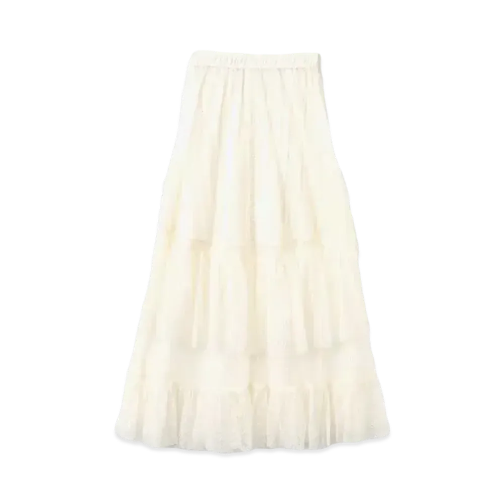 atmos pink Lace Flare Tiered Skirt "White"