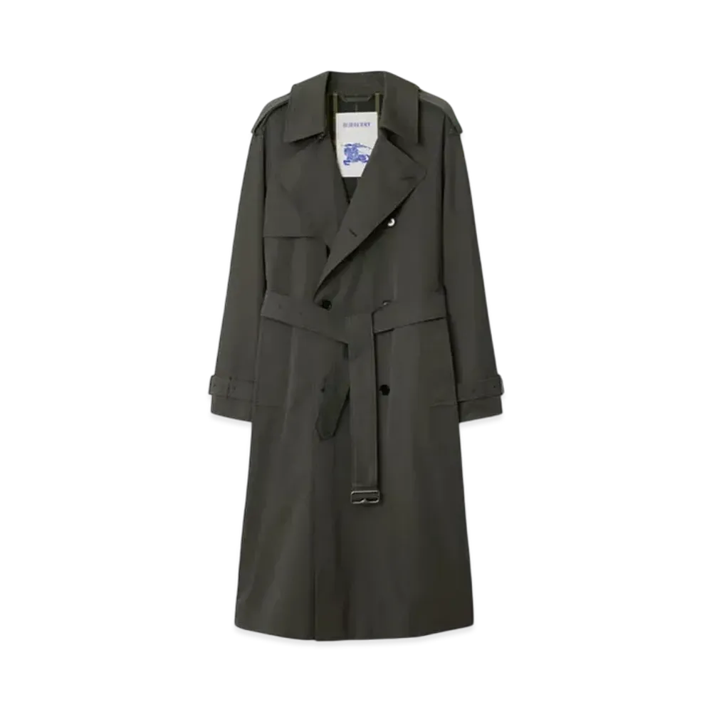 Burberry Long Gabardine Trench Coat "Graphite"