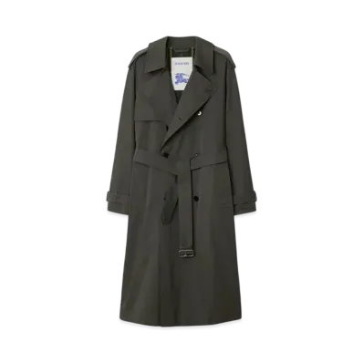 Burberry Long Gabardine Trench Coat "Graphite"