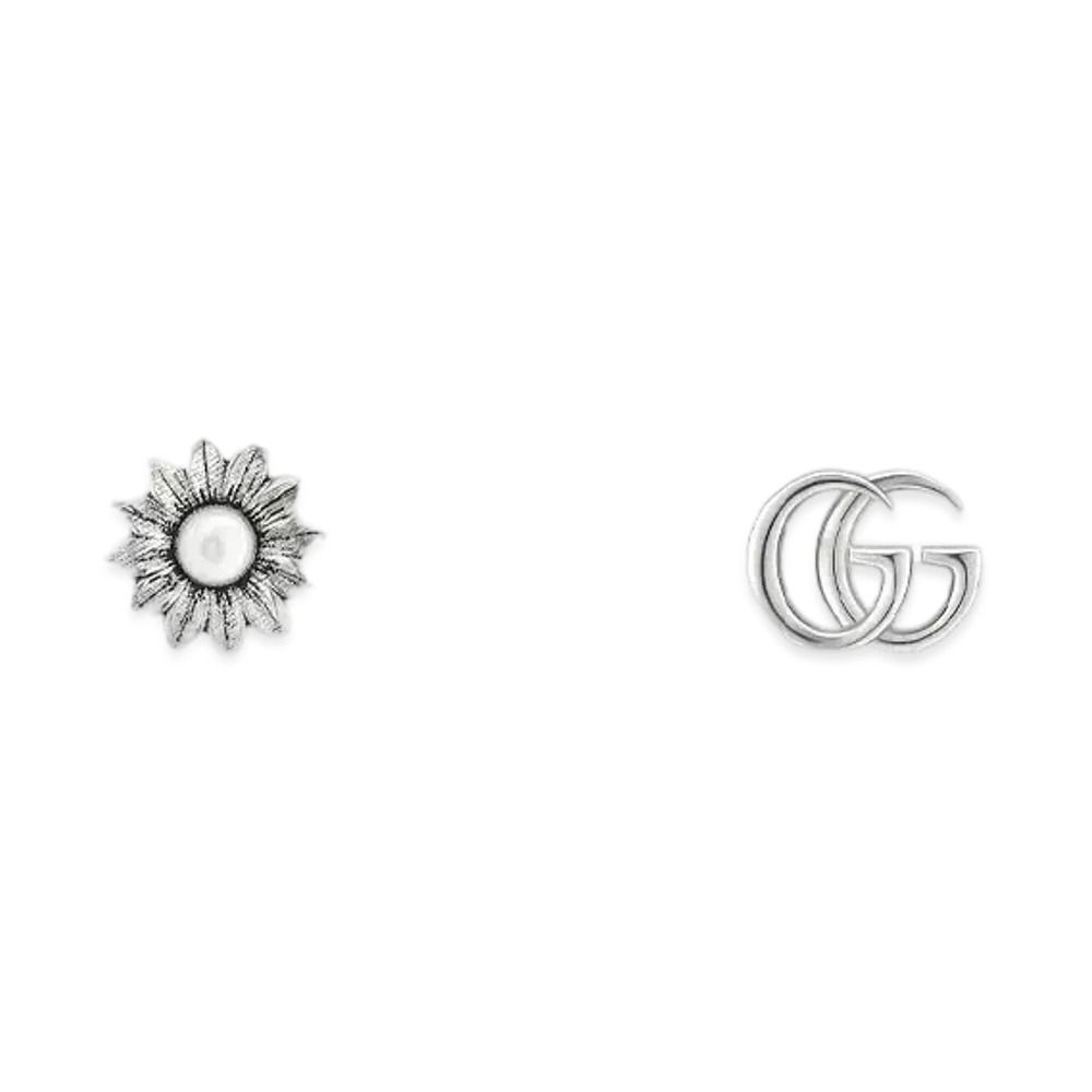 GUCCI Double G Flower Earrings "Silver"