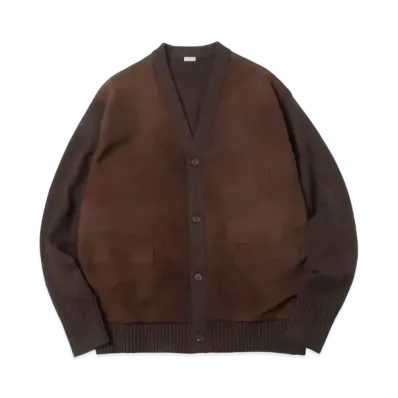 A.PRESSE Cashmere Leather Combination Cardigan "Brown"