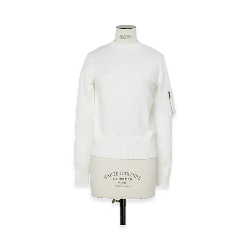 sacai Nylon Twill x Cotton Knit Pullover "Off White"