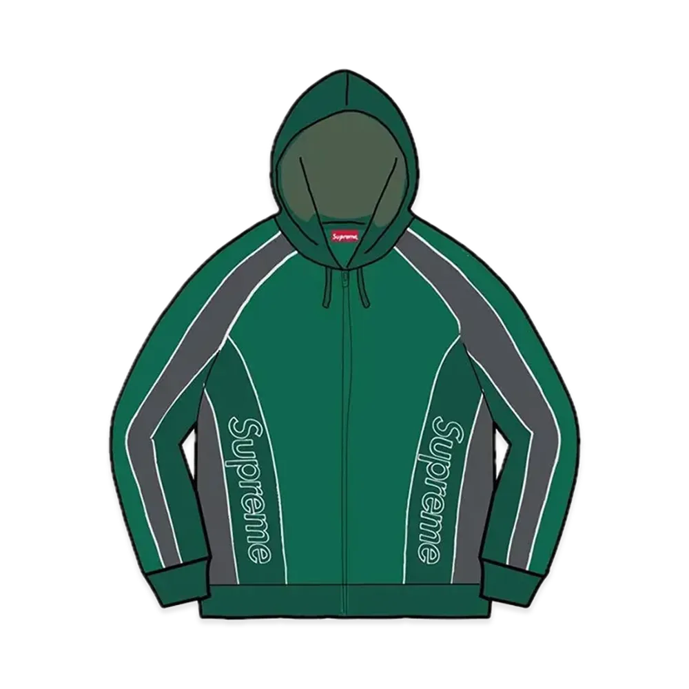 Supreme Track Paneled Zip Up Hooded Sweatshirt "Light Pine"