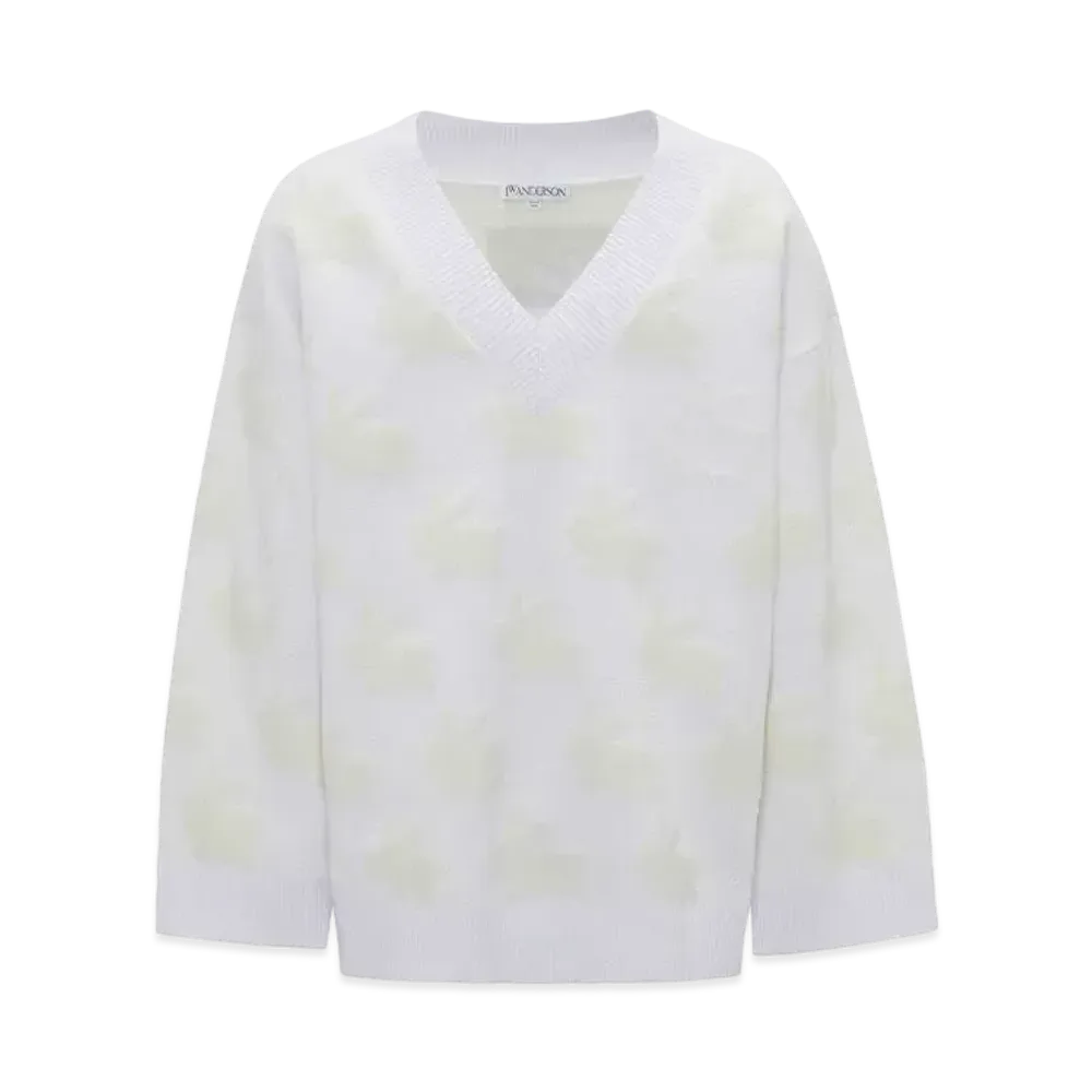 JW ANDERSON Bunny V Neck Jumper "White"