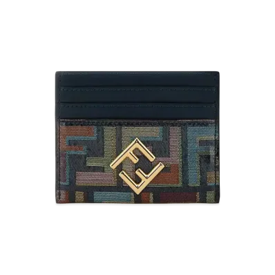 FENDI Women's Flat Card Holder In FF Jacquard "Multicolor"