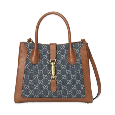 GUCCI Jackie 1961 Medium Tote Bag "Dark Blue/Ivory"