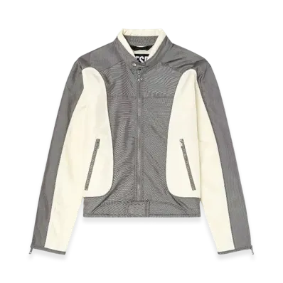 Diesel J-Blink-A Color-Block Biker Jacket With Piping "Grey White"