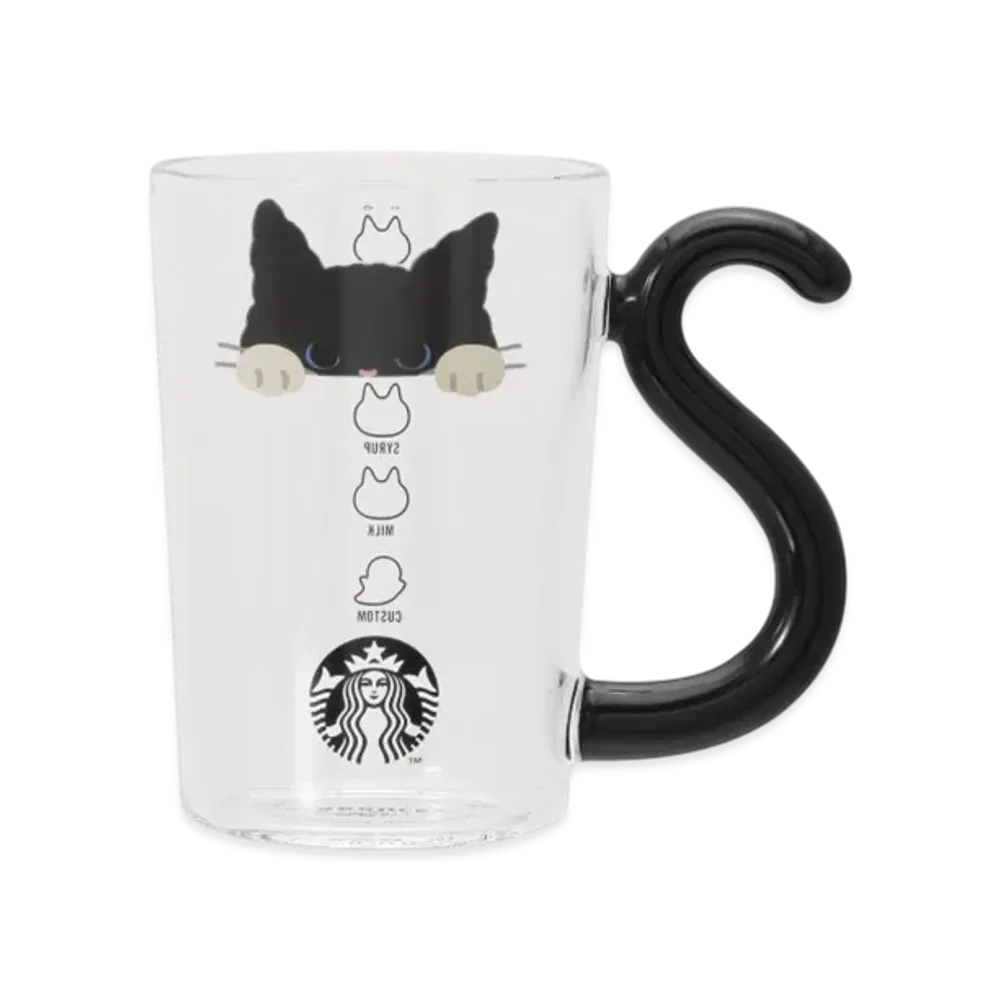 STARBUCKS Seasonal Goods "Playful Halloween Cat" Halloween 2025 Heat-Resistant Glass Mug Cat 296ml "Clear/Black"