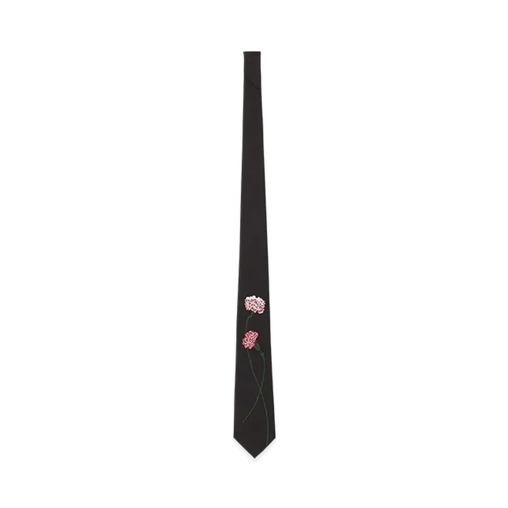 Yohji Yamamoto POUR HOMME Floral Pattern JQ Derby Tie B "Black"
