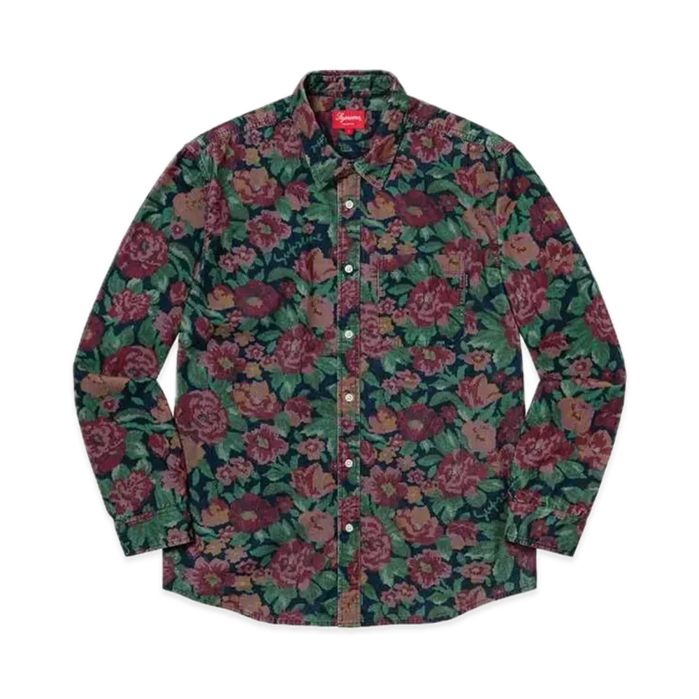 Supreme Digi Floral Corduroy Shirt "Navy"