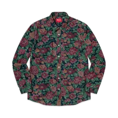 Supreme Digi Floral Corduroy Shirt "Navy"