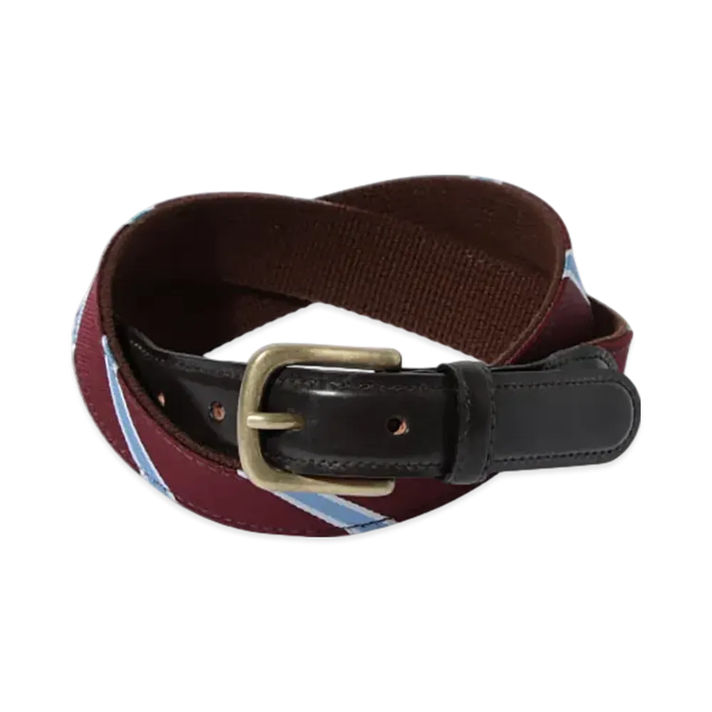 BEAMS Leather Tab Ribbon Belt "Burgundy"